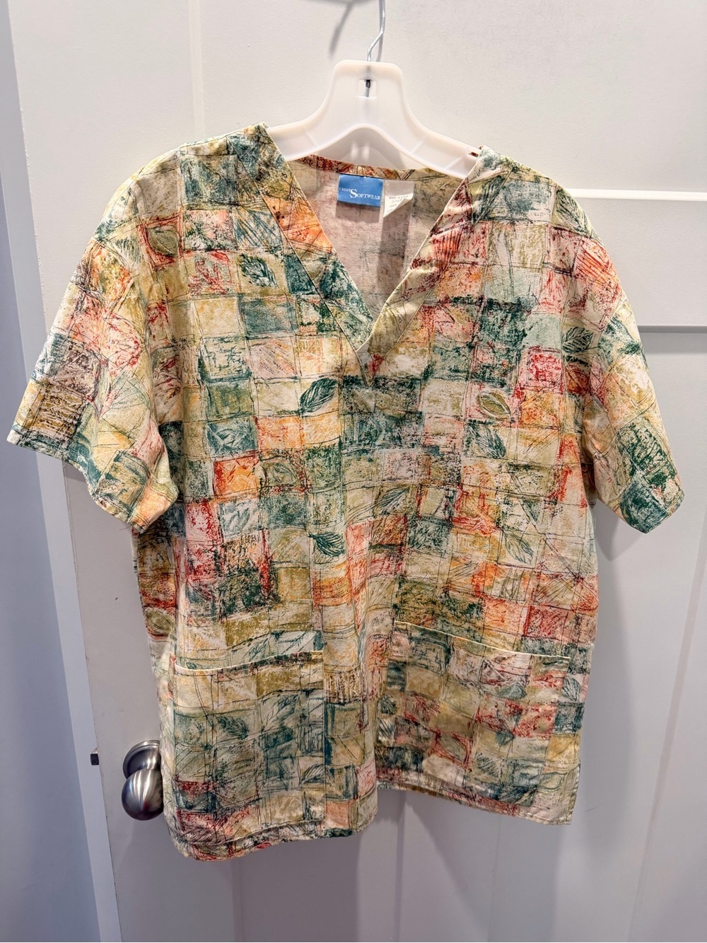 Crest Softwear Medium Printed Scrub Multicolor Abstract Leaf Healthcare Uniform